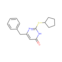 O=c1cc(Cc2ccccc2)nc(SC2CCCC2)[nH]1 ZINC000012354020