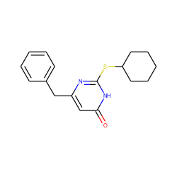 O=c1cc(Cc2ccccc2)nc(SC2CCCCC2)[nH]1 ZINC000012354025