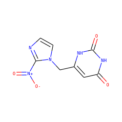 O=c1cc(Cn2ccnc2[N+](=O)[O-])[nH]c(=O)[nH]1 ZINC000013492929