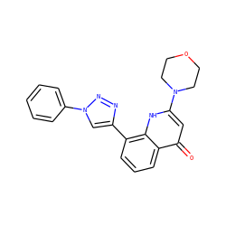 O=c1cc(N2CCOCC2)[nH]c2c(-c3cn(-c4ccccc4)nn3)cccc12 ZINC000204312957