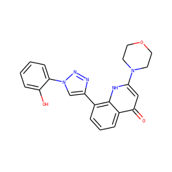 O=c1cc(N2CCOCC2)[nH]c2c(-c3cn(-c4ccccc4O)nn3)cccc12 ZINC000204312774