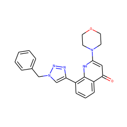 O=c1cc(N2CCOCC2)[nH]c2c(-c3cn(Cc4ccccc4)nn3)cccc12 ZINC000150059269