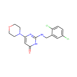 O=c1cc(N2CCOCC2)nc(NCc2cc(Cl)ccc2Cl)[nH]1 ZINC000095575590