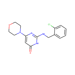 O=c1cc(N2CCOCC2)nc(NCc2ccccc2Cl)[nH]1 ZINC000095572025