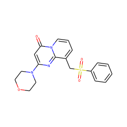 O=c1cc(N2CCOCC2)nc2c(CS(=O)(=O)c3ccccc3)cccn12 ZINC000473124794