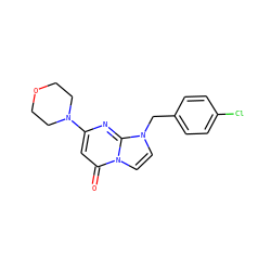 O=c1cc(N2CCOCC2)nc2n(Cc3ccc(Cl)cc3)ccn12 ZINC000073310873