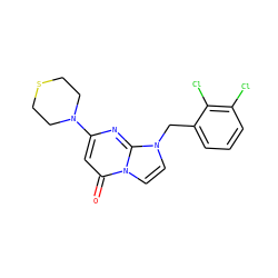 O=c1cc(N2CCSCC2)nc2n(Cc3cccc(Cl)c3Cl)ccn12 ZINC000073311024