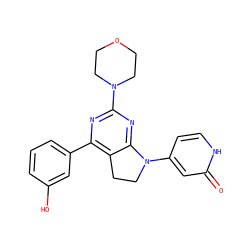 O=c1cc(N2CCc3c(-c4cccc(O)c4)nc(N4CCOCC4)nc32)cc[nH]1 ZINC000095595610
