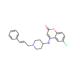O=c1cc(NC2CCN(C/C=C/c3ccccc3)CC2)c2cc(Cl)ccc2o1 ZINC000013673189