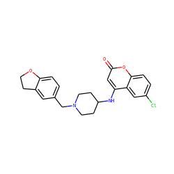 O=c1cc(NC2CCN(Cc3ccc4c(c3)CCO4)CC2)c2cc(Cl)ccc2o1 ZINC000013673197