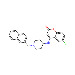 O=c1cc(NC2CCN(Cc3ccc4ccccc4c3)CC2)c2cc(Cl)ccc2o1 ZINC000013673193