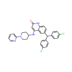O=c1cc(NC2CCN(c3ccccn3)CC2)c2cc(C(c3ccc(Cl)cc3)c3ccc(Cl)cc3)ccc2[nH]1 ZINC001772571120