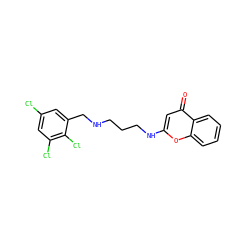 O=c1cc(NCCCNCc2cc(Cl)cc(Cl)c2Cl)oc2ccccc12 ZINC000101011904