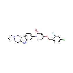 O=c1cc(OCc2ccc(Cl)cc2F)ccn1-c1ccc2c3c([nH]c2c1)C[C@@H]1CCCN1C3 ZINC000113109386