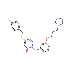 O=c1cc(OCc2ccc(F)cc2)ccn1Cc1cccc(OCCCN2CCCC2)c1 ZINC000045284609