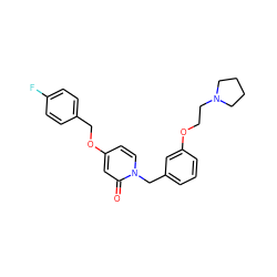 O=c1cc(OCc2ccc(F)cc2)ccn1Cc1cccc(OCCN2CCCC2)c1 ZINC000045302334