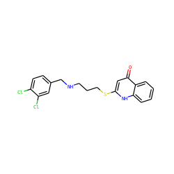 O=c1cc(SCCCNCc2ccc(Cl)c(Cl)c2)[nH]c2ccccc12 ZINC000028365283