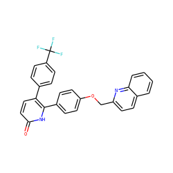 O=c1ccc(-c2ccc(C(F)(F)F)cc2)c(-c2ccc(OCc3ccc4ccccc4n3)cc2)[nH]1 ZINC000473155126