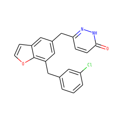 O=c1ccc(Cc2cc(Cc3cccc(Cl)c3)c3occc3c2)n[nH]1 ZINC000040980145