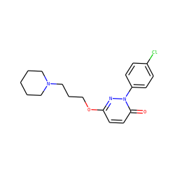 O=c1ccc(OCCCN2CCCCC2)nn1-c1ccc(Cl)cc1 ZINC000653912210