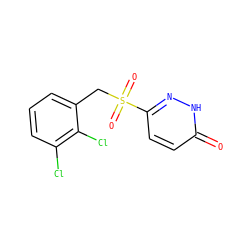 O=c1ccc(S(=O)(=O)Cc2cccc(Cl)c2Cl)n[nH]1 ZINC000011536181