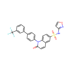 O=c1ccc2cc(S(=O)(=O)Nc3ccon3)ccc2n1-c1ccc(-c2cccc(C(F)(F)F)c2)cc1 ZINC001772593417