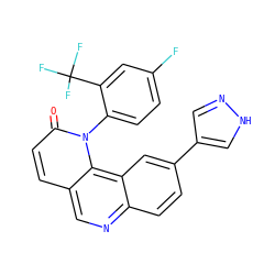 O=c1ccc2cnc3ccc(-c4cn[nH]c4)cc3c2n1-c1ccc(F)cc1C(F)(F)F ZINC000071316867