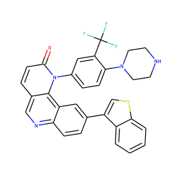 O=c1ccc2cnc3ccc(-c4csc5ccccc45)cc3c2n1-c1ccc(N2CCNCC2)c(C(F)(F)F)c1 ZINC000064539003
