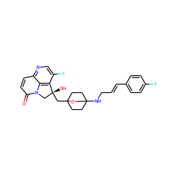 O=c1ccc2ncc(F)c3c2n1C[C@@]3(O)CC12CCC(NC/C=C/c3ccc(F)cc3)(CC1)CO2 ZINC000299851811