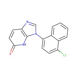 O=c1ccc2ncn(-c3ccc(Cl)c4ccccc34)c2[nH]1 ZINC000118265702