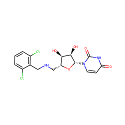 O=c1ccn([C@@H]2O[C@H](CNCc3c(Cl)cccc3Cl)[C@@H](O)[C@H]2O)c(=O)[nH]1 ZINC000066103915