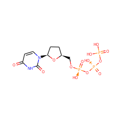 O=c1ccn([C@H]2CC[C@@H](CO[P@@](=O)(O)O[P@@](=O)(O)OP(=O)(O)O)O2)c(=O)[nH]1 ZINC000013533757