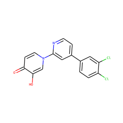 O=c1ccn(-c2cc(-c3ccc(Cl)c(Cl)c3)ccn2)cc1O ZINC000149855317