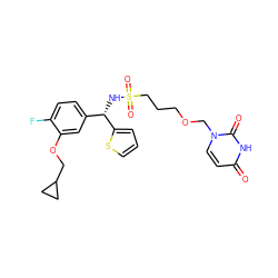 O=c1ccn(COCCCS(=O)(=O)N[C@@H](c2ccc(F)c(OCC3CC3)c2)c2cccs2)c(=O)[nH]1 ZINC000068197537