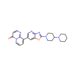 O=c1ccnc2c(-c3cnc4nc(N5CCC(N6CCCCC6)CC5)oc4c3)cccn12 ZINC000073311973