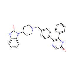 O=c1cnc(-c2ccc(CN3CCC(n4c(=O)[nH]c5ccccc54)CC3)cc2)c(-c2ccccc2)[nH]1 ZINC000003819038