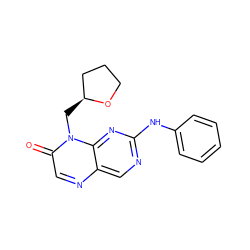 O=c1cnc2cnc(Nc3ccccc3)nc2n1C[C@H]1CCCO1 ZINC000004238302