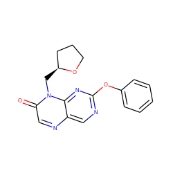 O=c1cnc2cnc(Oc3ccccc3)nc2n1C[C@H]1CCCO1 ZINC000004238220