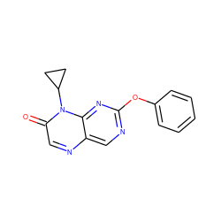 O=c1cnc2cnc(Oc3ccccc3)nc2n1C1CC1 ZINC000004238825