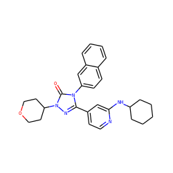 O=c1n(C2CCOCC2)nc(-c2ccnc(NC3CCCCC3)c2)n1-c1ccc2ccccc2c1 ZINC000066252527