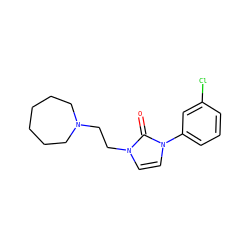 O=c1n(CCN2CCCCCC2)ccn1-c1cccc(Cl)c1 ZINC000049046089