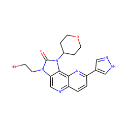 O=c1n(CCO)c2cnc3ccc(-c4cn[nH]c4)nc3c2n1C1CCOCC1 ZINC000118538965