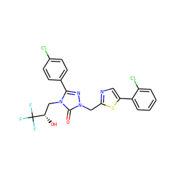 O=c1n(Cc2ncc(-c3ccccc3Cl)s2)nc(-c2ccc(Cl)cc2)n1C[C@H](O)C(F)(F)F ZINC000167544563
