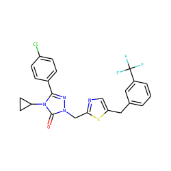 O=c1n(Cc2ncc(Cc3cccc(C(F)(F)F)c3)s2)nc(-c2ccc(Cl)cc2)n1C1CC1 ZINC000167651738