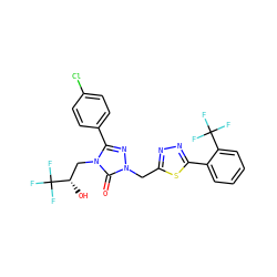 O=c1n(Cc2nnc(-c3ccccc3C(F)(F)F)s2)nc(-c2ccc(Cl)cc2)n1C[C@H](O)C(F)(F)F ZINC000167649265