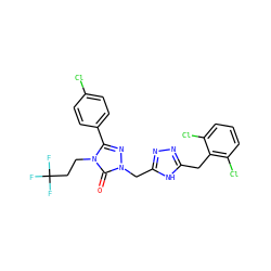 O=c1n(Cc2nnc(Cc3c(Cl)cccc3Cl)[nH]2)nc(-c2ccc(Cl)cc2)n1CCC(F)(F)F ZINC000167385774