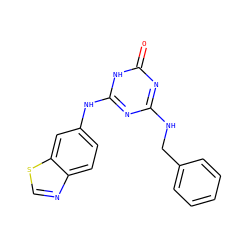 O=c1nc(NCc2ccccc2)nc(Nc2ccc3ncsc3c2)[nH]1 ZINC000013611476