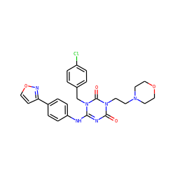 O=c1nc(Nc2ccc(-c3ccon3)cc2)n(Cc2ccc(Cl)cc2)c(=O)n1CCN1CCOCC1 ZINC000200516012
