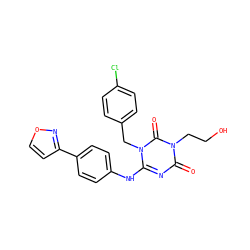 O=c1nc(Nc2ccc(-c3ccon3)cc2)n(Cc2ccc(Cl)cc2)c(=O)n1CCO ZINC000200514110