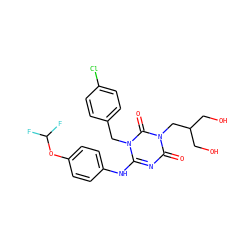 O=c1nc(Nc2ccc(OC(F)F)cc2)n(Cc2ccc(Cl)cc2)c(=O)n1CC(CO)CO ZINC000200522039